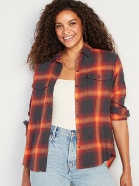 Old Navy Flannel Boyfriend Tunic Shirt